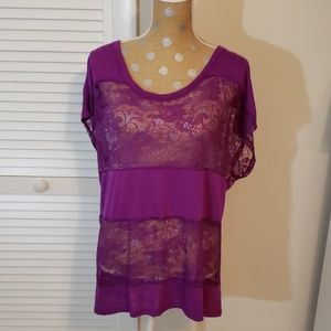 Torrid top, purple with lace stripes